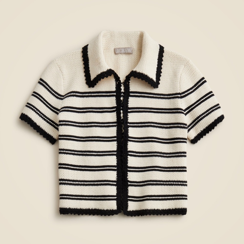 J. Crew Cream and Black Knit Cardigan